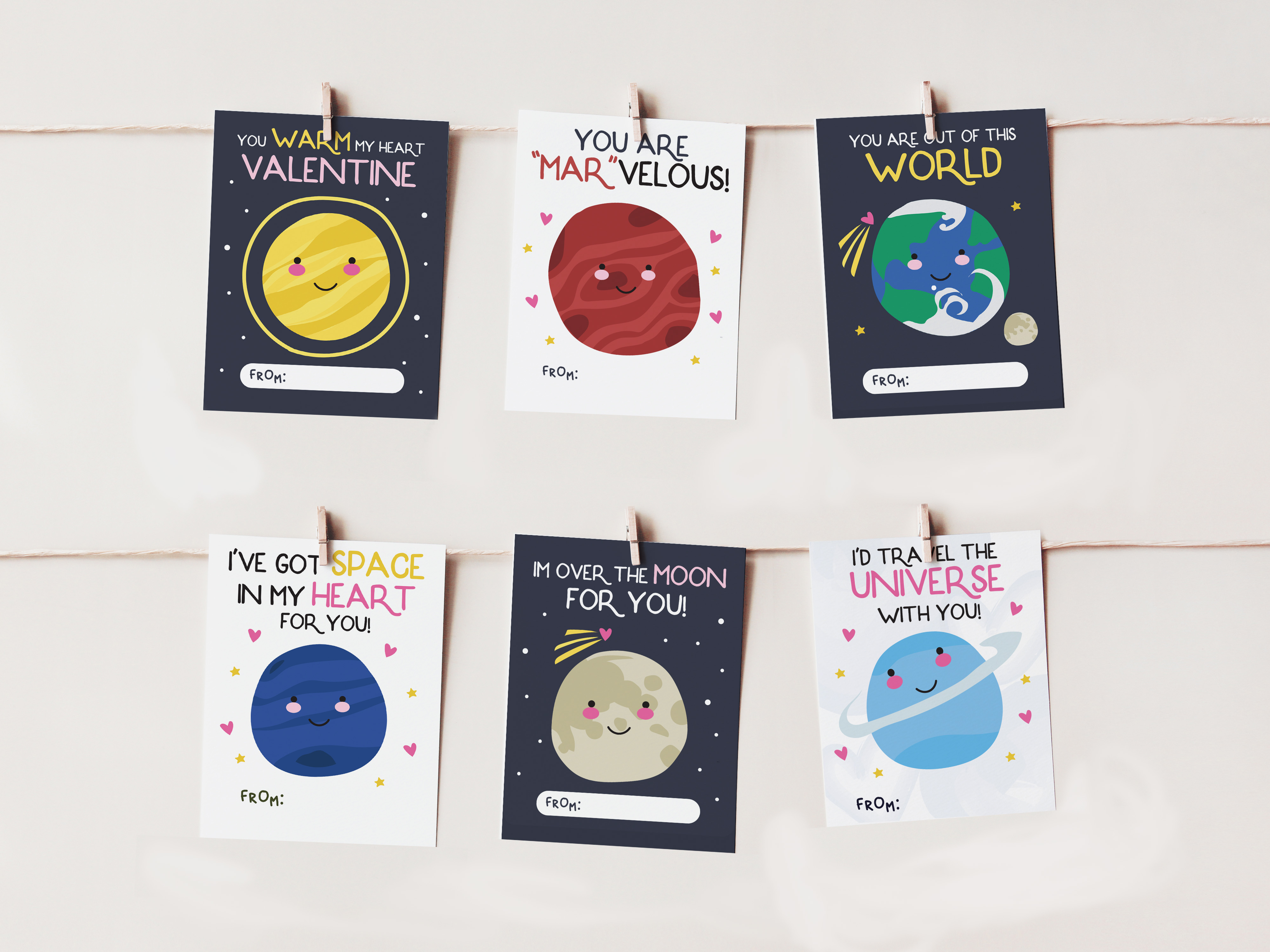 Solar System Valentines Cards